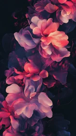 Luminescent petal currents in velvety nocturnal bloom.