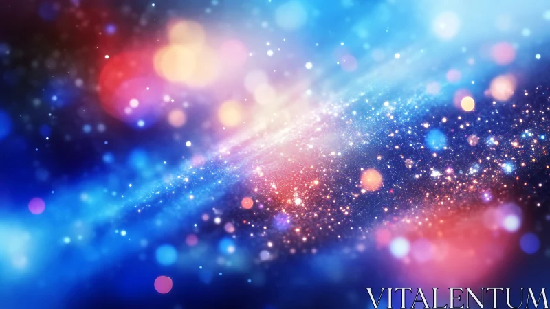 Colorful bokeh galaxy field spans diagonally across frame