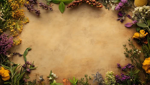 Wildflower Garden Border on Warm Textured Ground