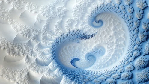 Blue and white fractal spirals in layered recursive pattern.