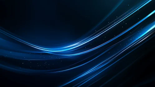 Electric blue light trails sweep across deep cosmic void.