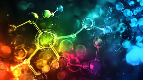 Prismatic molecular constellations drifting through neon cosmos.