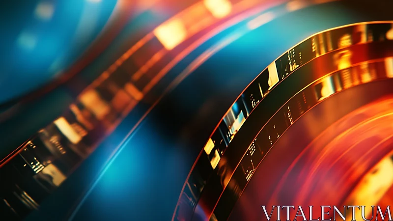 Cinematic light ribbons curve through teal and amber spectrum.