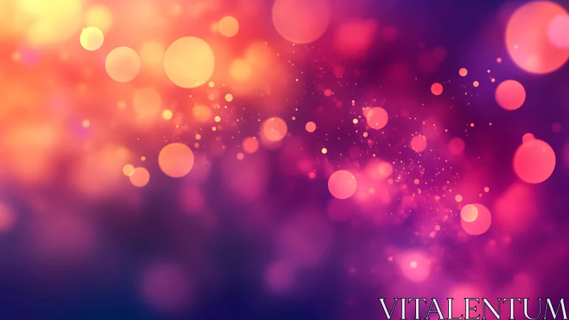 Vibrant bokeh light abstract background in warm purple and orange tones.