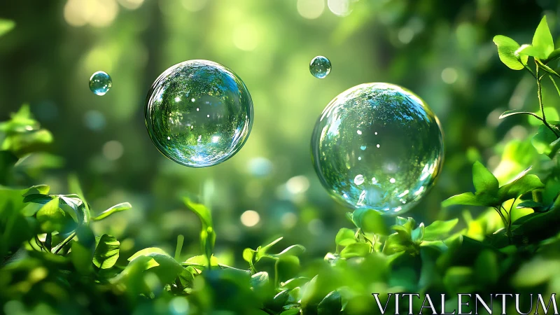 Dewdrop bubbles drifting through a secret emerald garden.