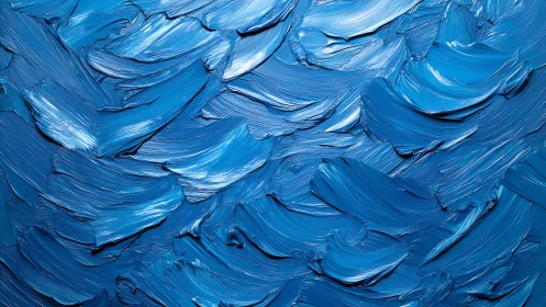 Thick blue oil paint strokes forming textured abstract field.