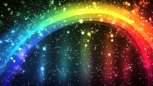 Spectral arc trajectory with stellar particle field overlay.