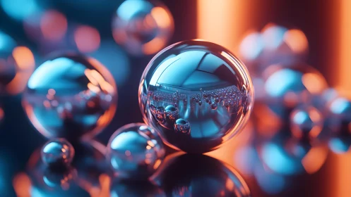 Glowing chrome spheres invite you into a dreamy neon world