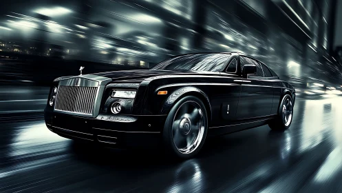 Midnight city glide with a sleek luxury coupe.