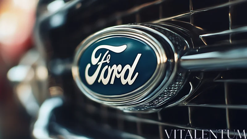 Ford grille emblem rendered in sharp automotive closeup