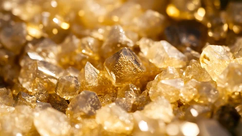 Golden sugar crystals glowing in cozy morning light.