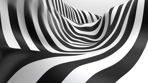 3D optical flow landscape with undulating monochrome stripes.