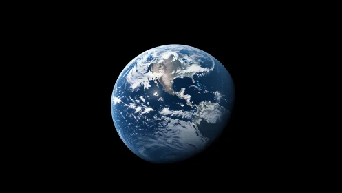 Solitary blue Earth drifts like a marble in quiet cosmic dark