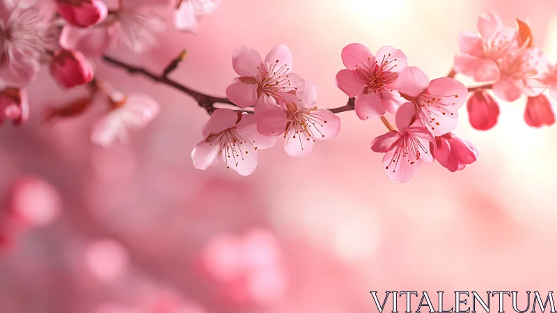 Cherry Blossom Branches in Spring Bloom.
