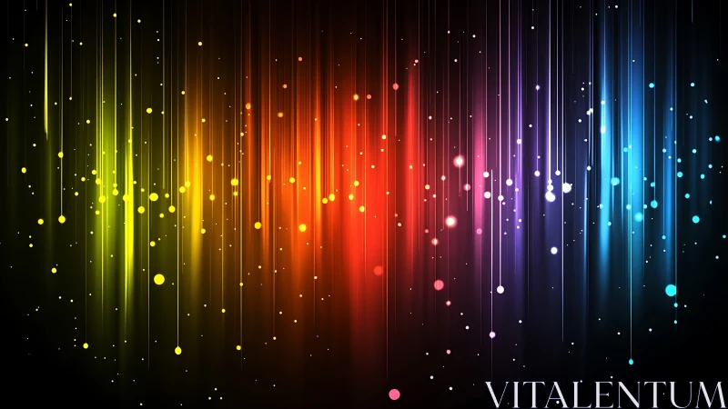 Chromatic rainstorms cascade as digital stardust sings softly