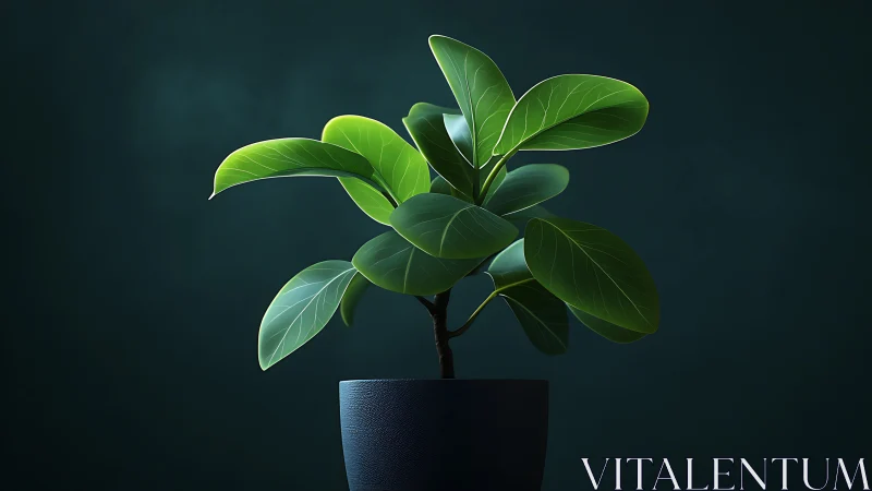 Photorealistic rubber plant specimen under controlled studio lighting.