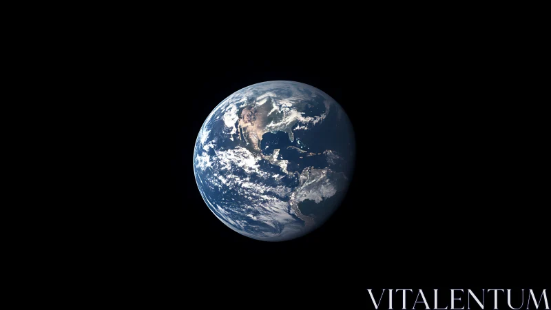 Earth viewed from space against deep black background.