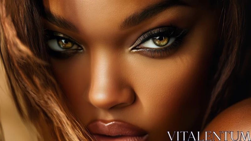 Hyperreal close-up portrait isolates gaze with cinematic lighting