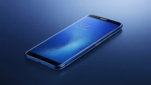 Sleek Blue Samsung Galaxy Smartphone Gleaming with Modern Tech.