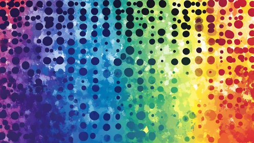 Chromatic halftone field with stochastic radial dot dispersion.