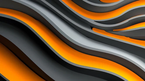 Layered 3D waves with orange light accents on dark base.