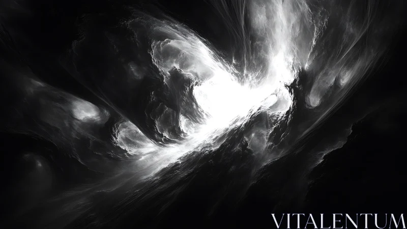 Monochrome abstract nebula forms around intense central light
