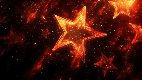 Celestial Fire: Neon Stars Ignite Cosmic Dance.