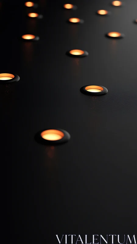 Minimalist recessed floor lights in cinematic 3D perspective.
