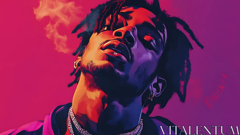 Moody portrait glows with bold neon color and quiet attitude