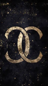 Distressed interlocking double arc emblem on grunge canvas