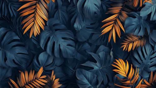 Midnight jungle breathes in teal shadows and ember fronds