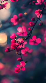 Luminous Magenta Blossoms Dance Against Twilight Dreams