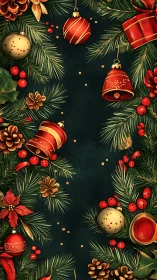 Festive evergreen garlands frame a midnight Christmas hush.