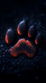 Molten midnight pawprint hums softly on obsidian ground