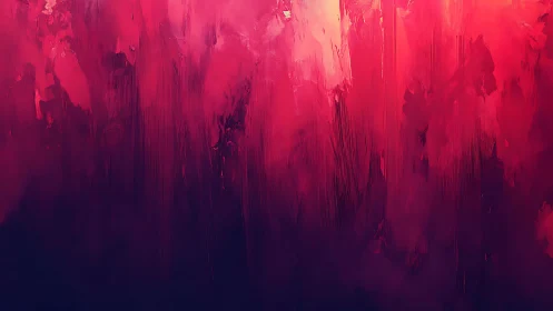 Vibrant Red and Purple Abstract Painting with Textured Brush Strokes.