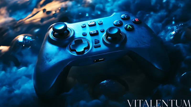 Next-Gen Gaming Controller in Blue Digital Light.