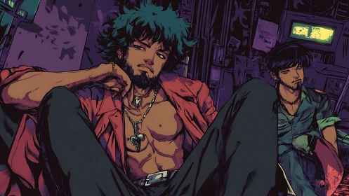 Streetlit drifters in neon grunge, quietly owning the chaos.