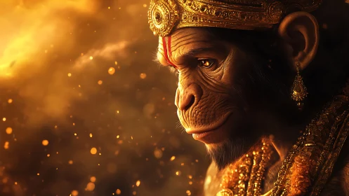 Golden crowned monkey sage in a river of warm light.