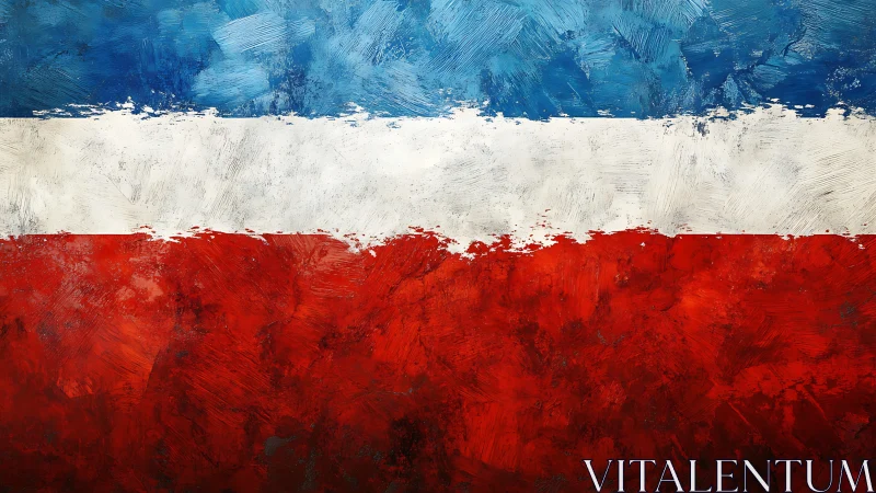 Bold tricolor brushstrokes blending flag and raw emotion.