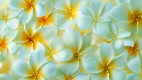 Soft Yellow Plumeria Flowers with Luminous Gradient Petals