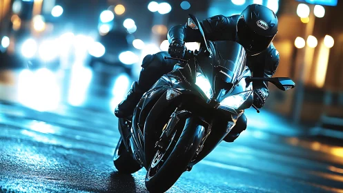 Midnight street rockets forward through neon-soaked silence