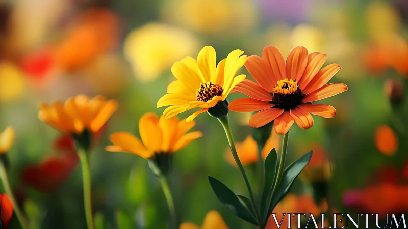 Vibrant Gerbera Daisy Composition With Warm Color Palette