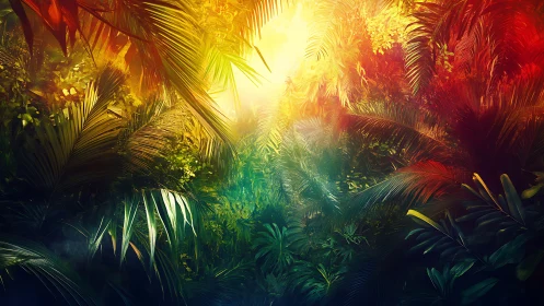 Tropical Canopy Illuminated by Golden Sunlight