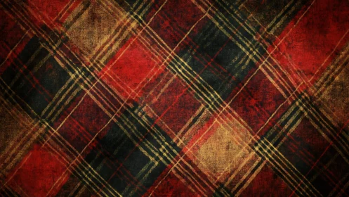 Vintage red and black tartan plaid pattern with grunge effect.