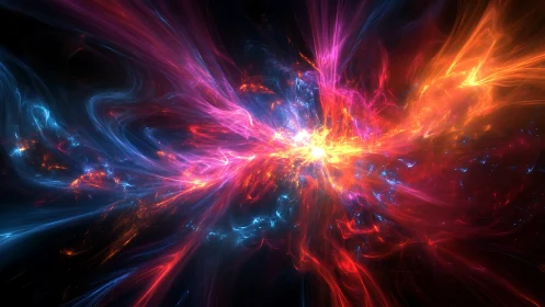 Cosmic energy burst ignites radiant neon plasma storm.