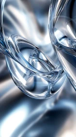 Glistening liquid chrome swirls in a calm futuristic dance.