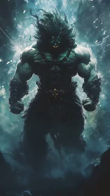 Demonic titan emerges from stormlit abyssal mist. Period.