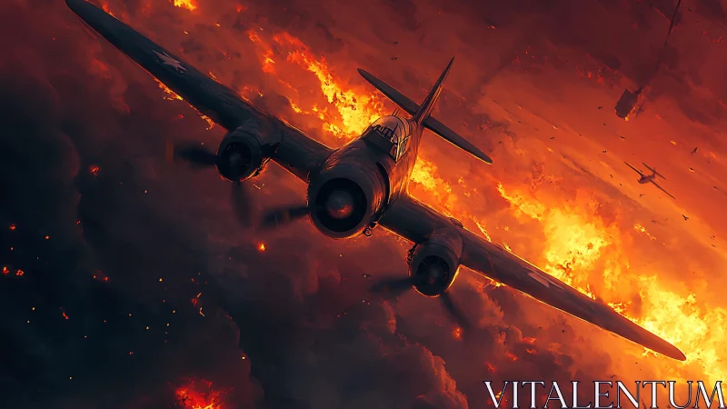 Military Aircraft Engulfed in Explosive Fire and Smoke