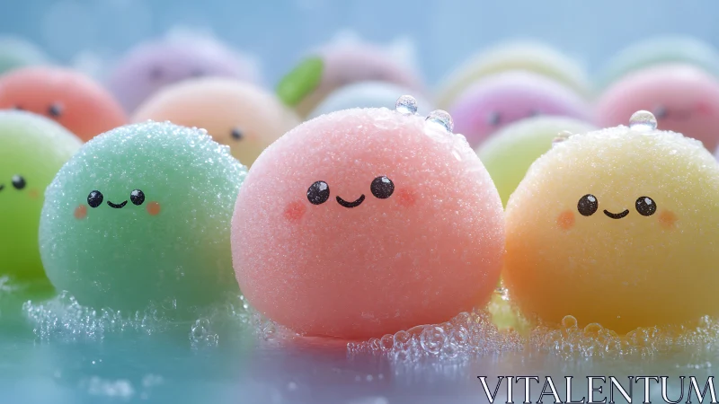 Sentient Candy Orbs Celebrate in Sugary Crystalline Brilliance