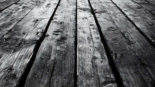 Weathered wooden planks show worn grain, knots, and seams.